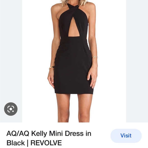 Black revolve cross neck cut-out backless mini dress - Picture 2 of 3